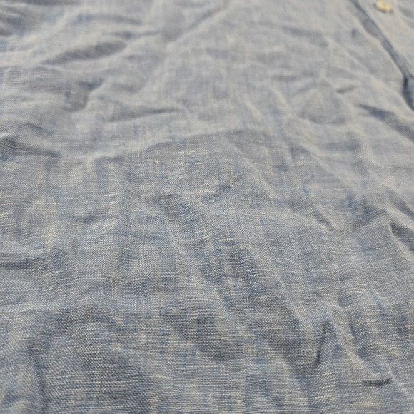 Tommy Bahama Mens Blue Linen Short Sleeve Button Down Shirt Breathable Size L - Picture 8 of 12